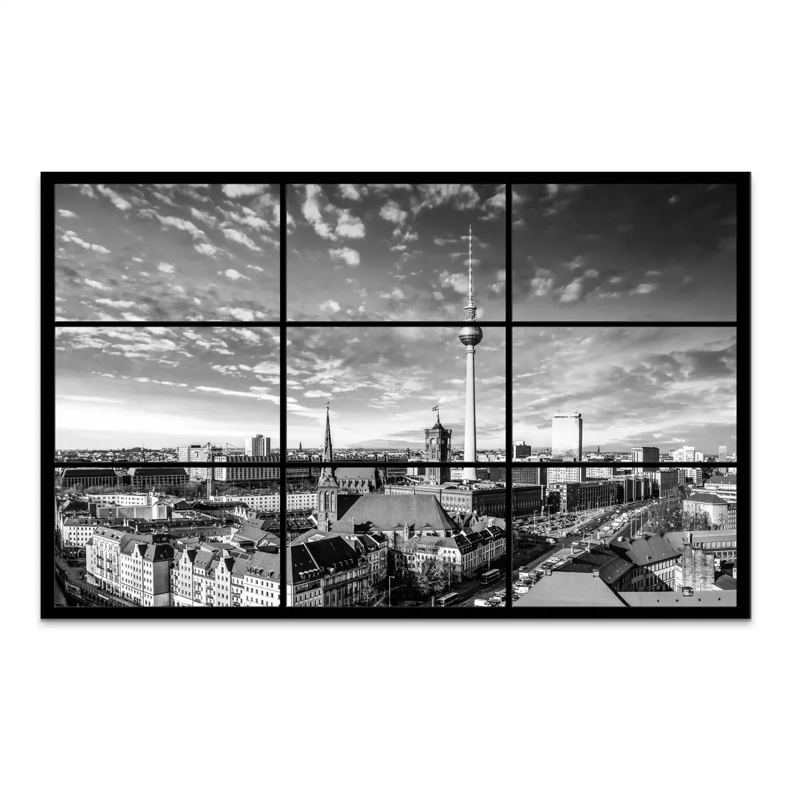 Berlin Skyline Noir AluDibond Bild