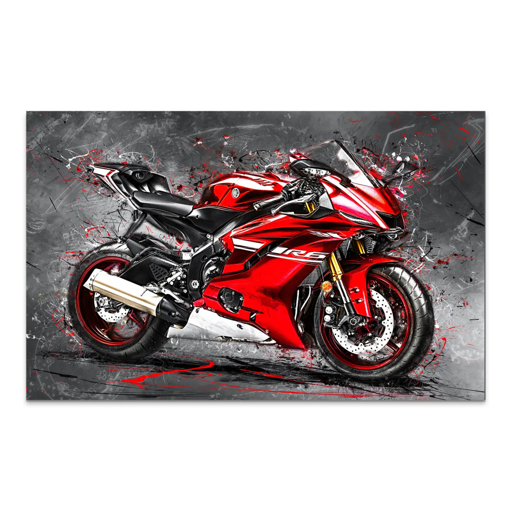 Yamaha R6 Abstrakt Rot AluDibond Bild INGALERIE