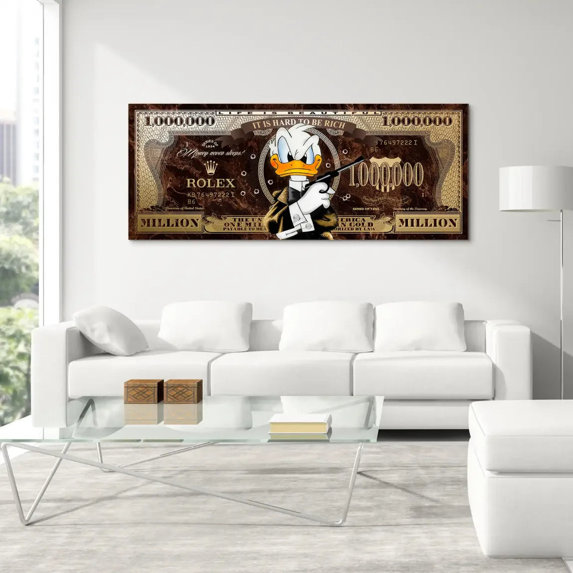 Donald Duck Rich State of Mind Pop Art AluDibond Bild INGALERIE