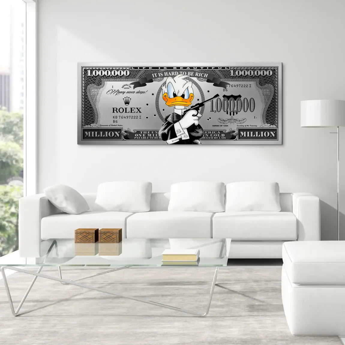 Donald Duck License to Bill Pop Art Dollar AluDibond Bild INGALERIE