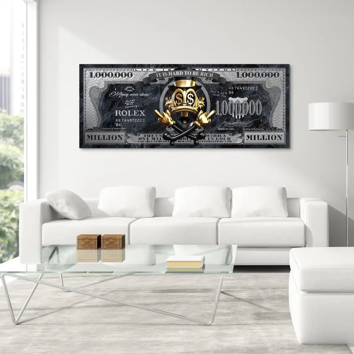 Dagobert Duck Totenkopf Black Dollar AluDibond Bild INGALERIE