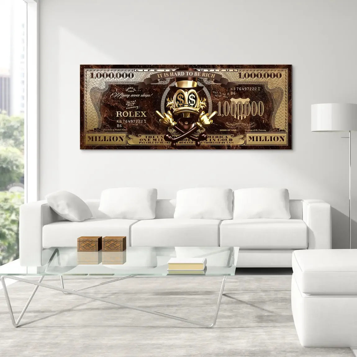 Dagobert Totenkopf Retro Dollar AluDibond Bild INGALERIE