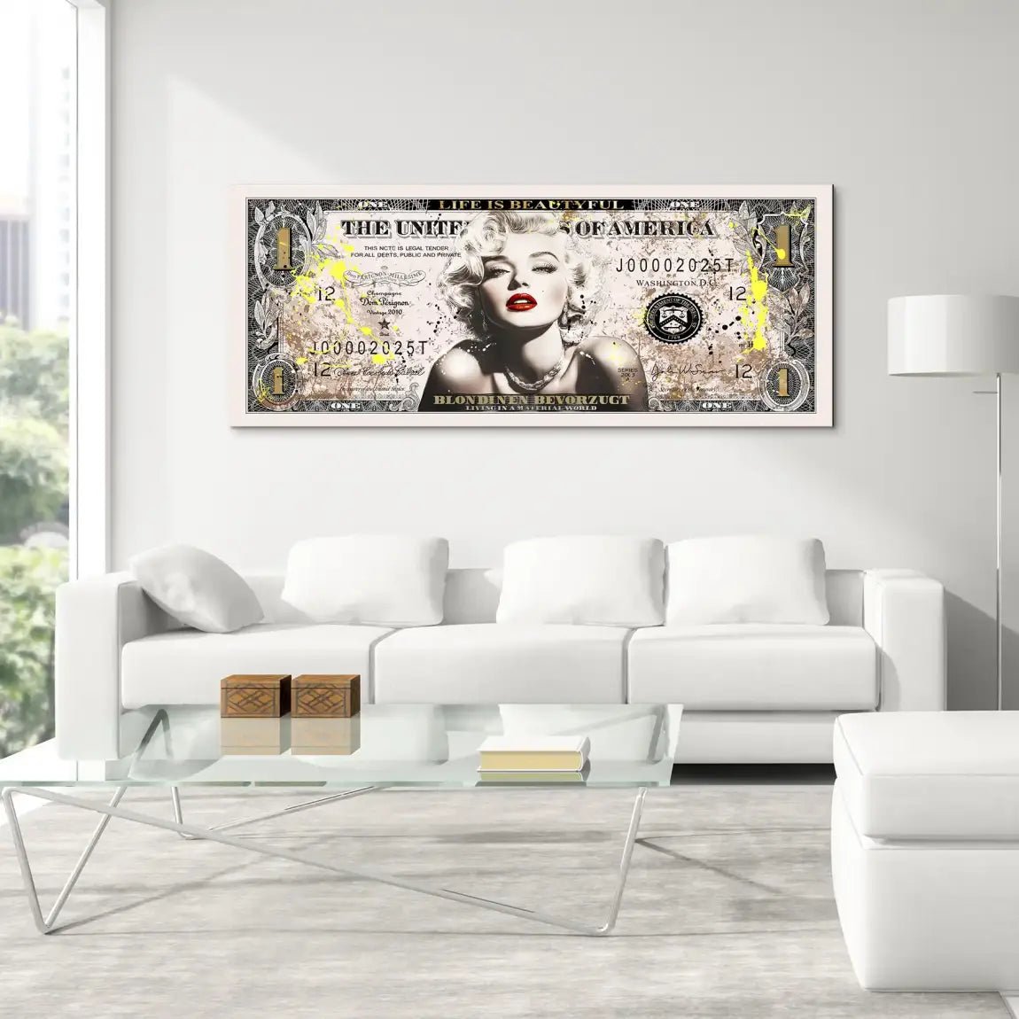 Marilyn Monroe Dollar Alu Dibond Bild INGALERIE