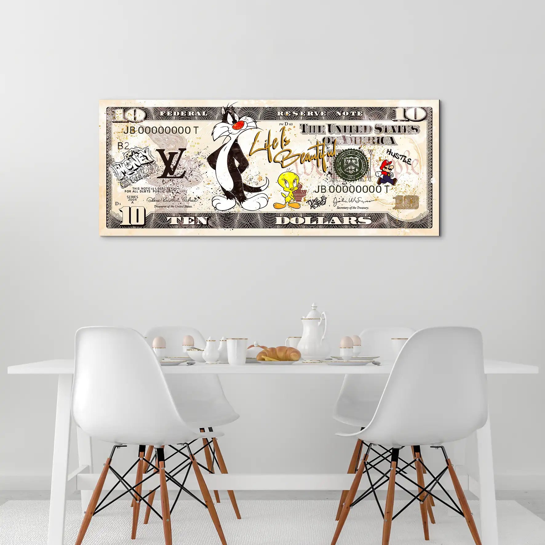 Tweety und Sylverster Dollar AluDibond Bild INGALERIE