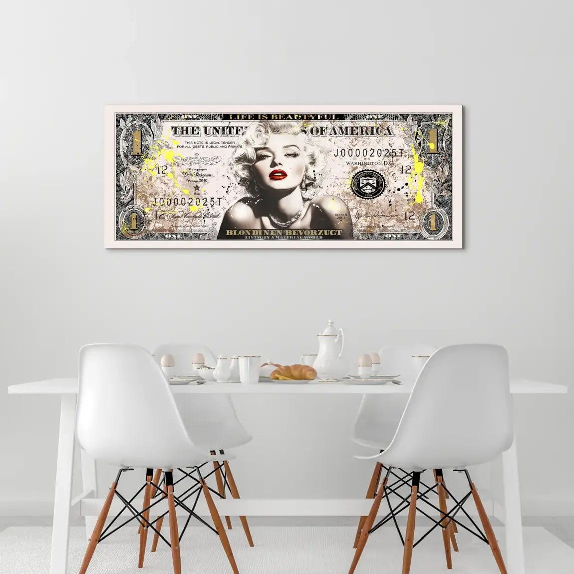 Marilyn Monroe Dollar Alu Dibond Bild INGALERIE