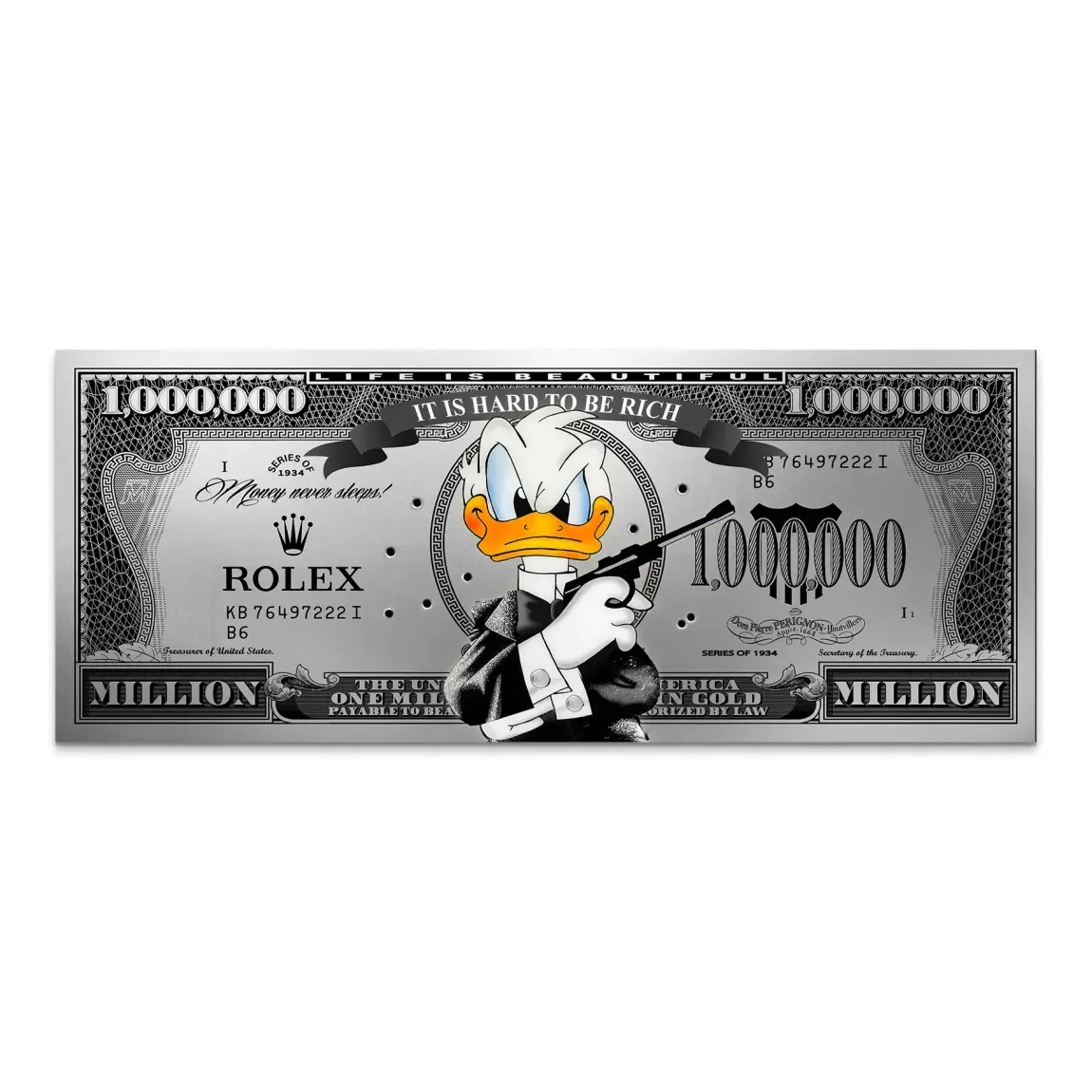Donald Duck License to Bill Pop Art Dollar AluDibond Bild INGALERIE