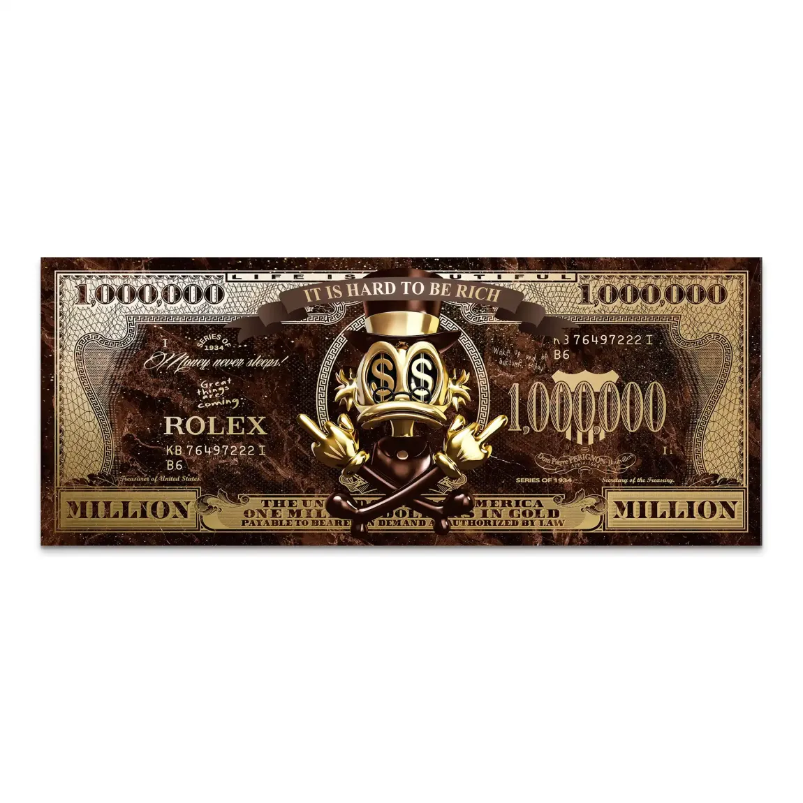 Dagobert Totenkopf Retro Dollar AluDibond Bild INGALERIE