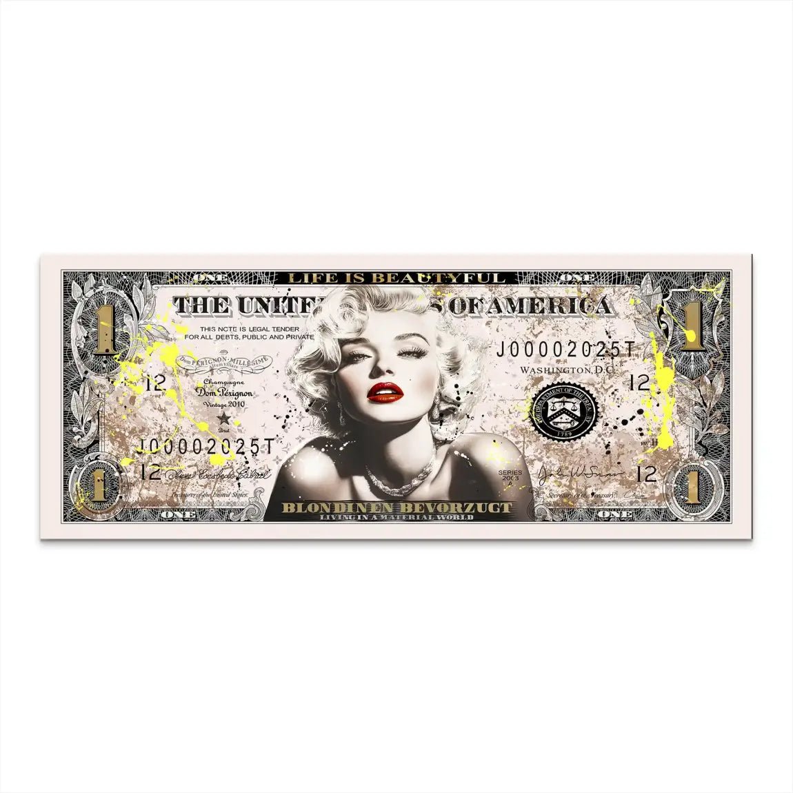 Marilyn Monroe Dollar Alu Dibond Bild INGALERIE