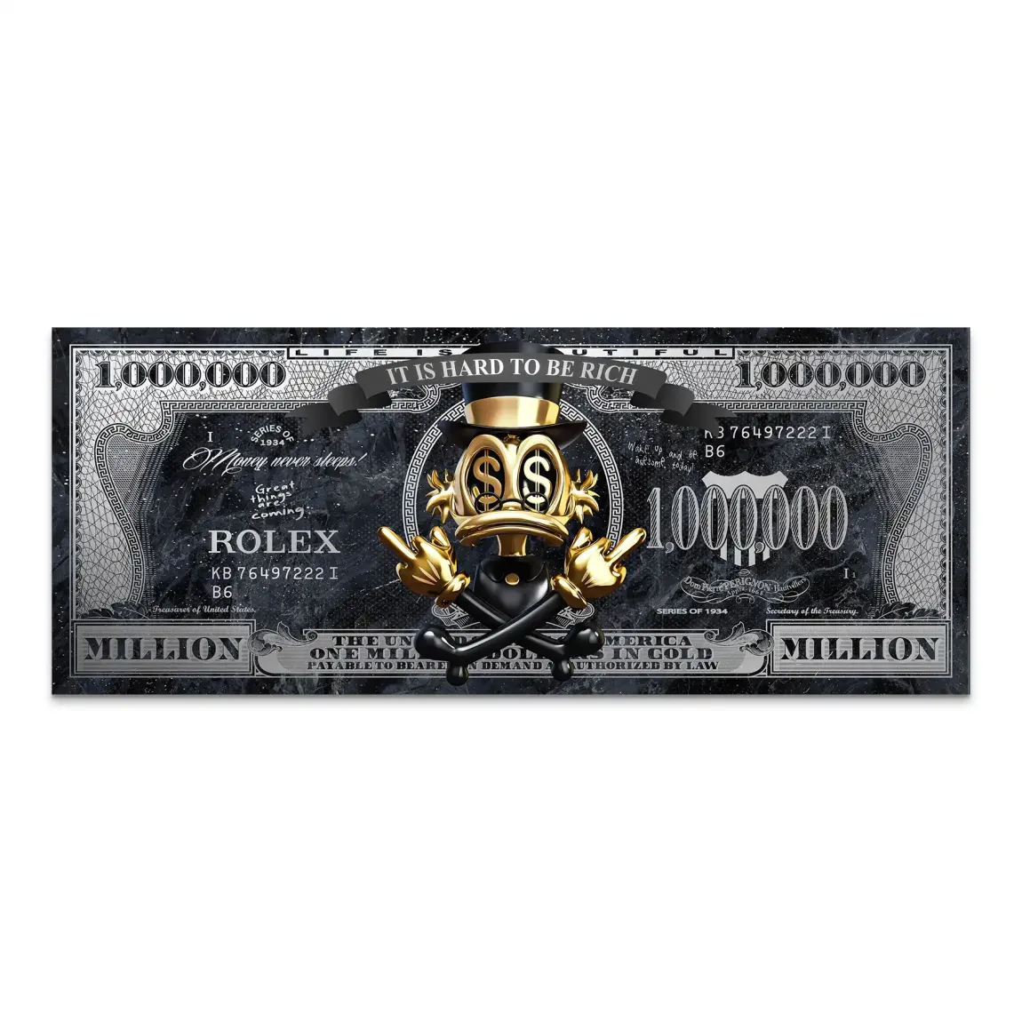 Dagobert Duck Totenkopf Black Dollar AluDibond Bild INGALERIE