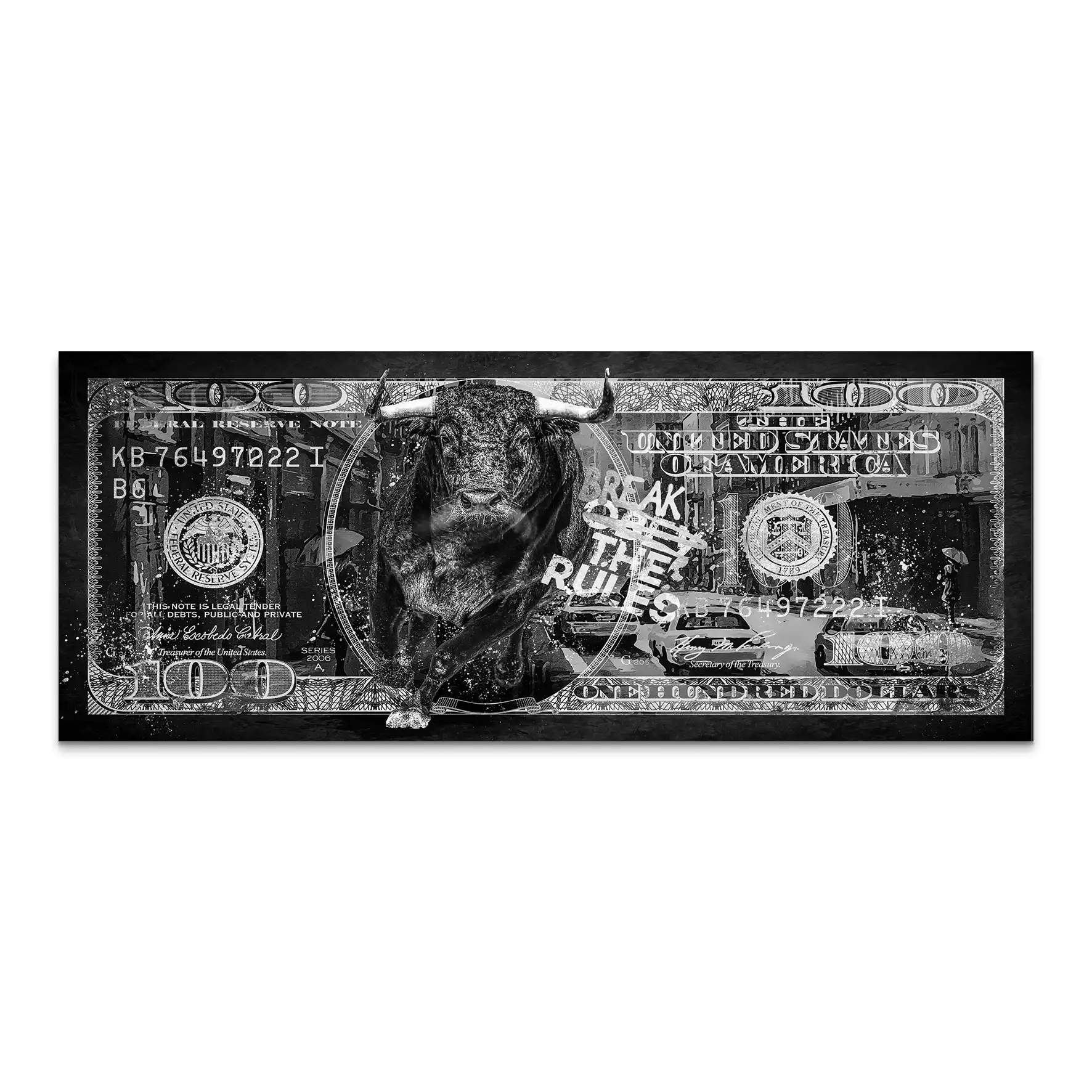 Dollar Stier NY Rules Black AluDibond Bild INGALERIE