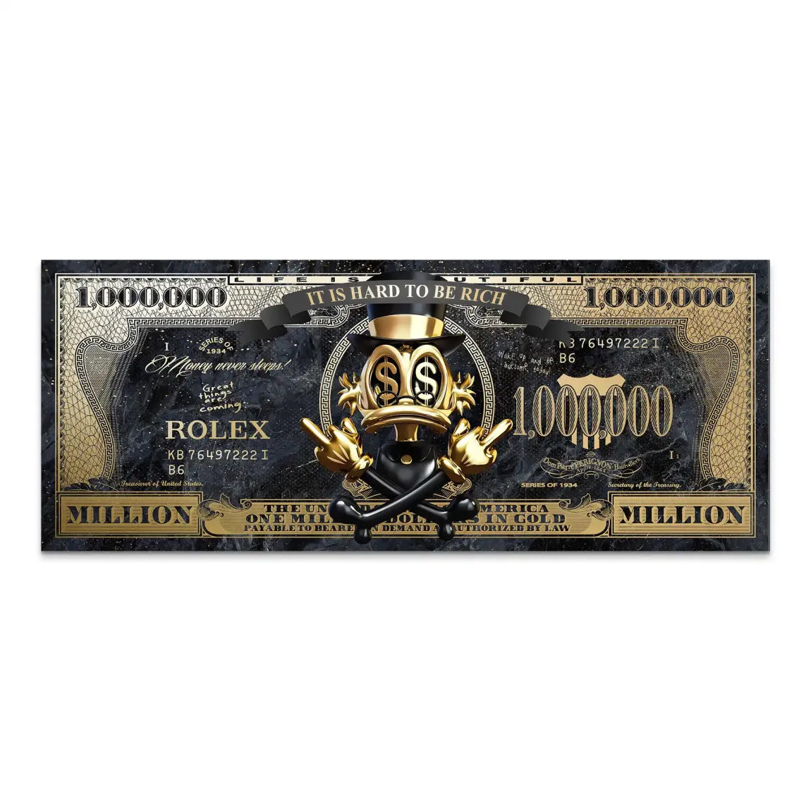 Dagobert Totenkopf Dollar AluDibond Bild INGALERIE