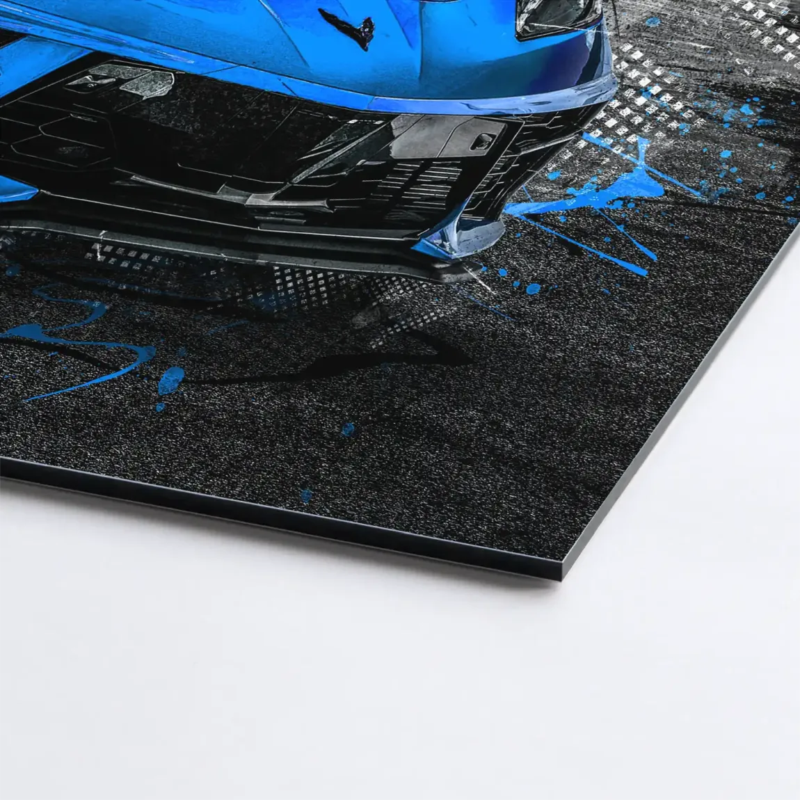 Corvette C8 Abstrak Blue Style Aludibond Bild INGALERIE