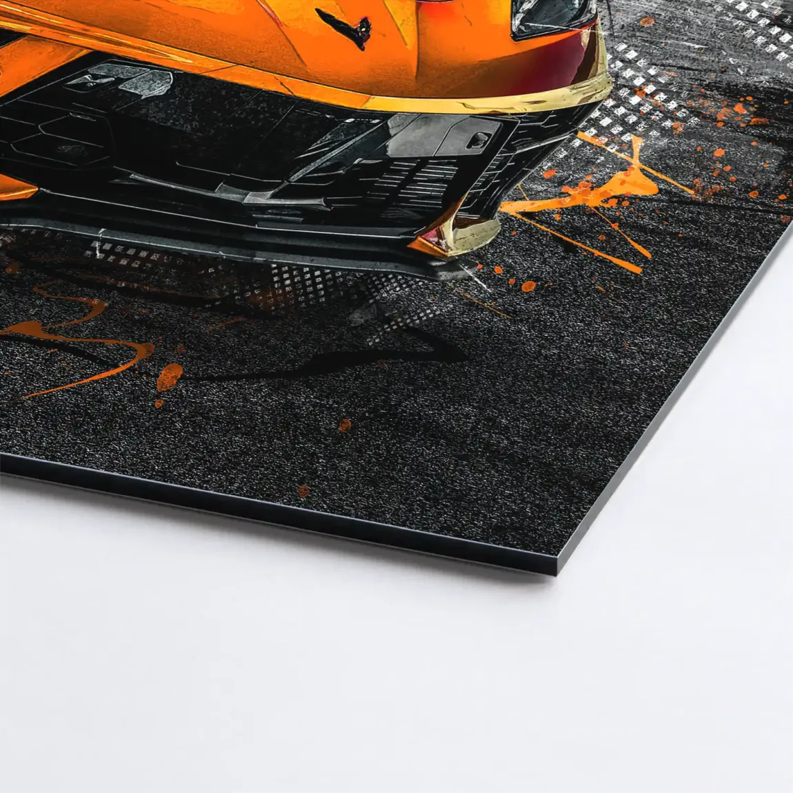 Corvette C8 Abstrak Orange Style Aludibond Bild INGALERIE