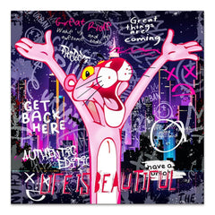 Pink Panther Streetart Alu Dibond Bild