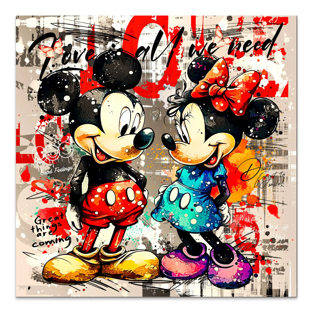 Micky Minnie Love Retro AluDibond Bild INGALERIE