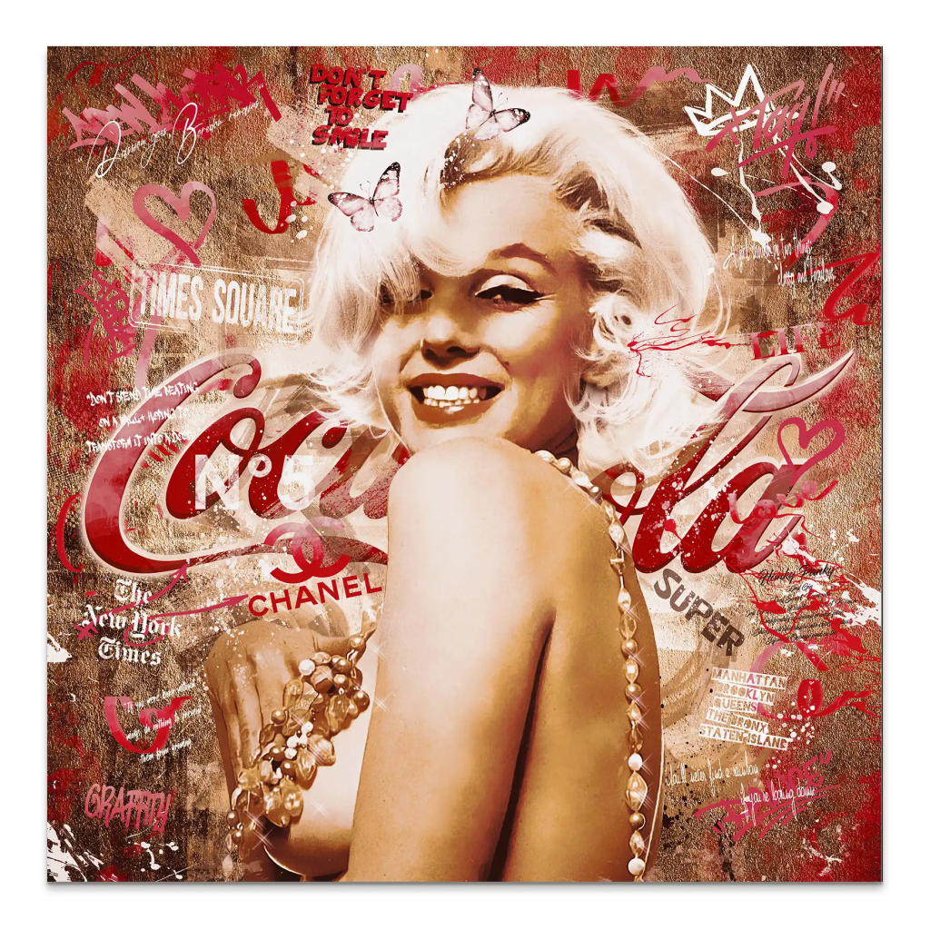 Marilyn Monroe Graffiti Retro Style AluDibond Bild INGALERIE