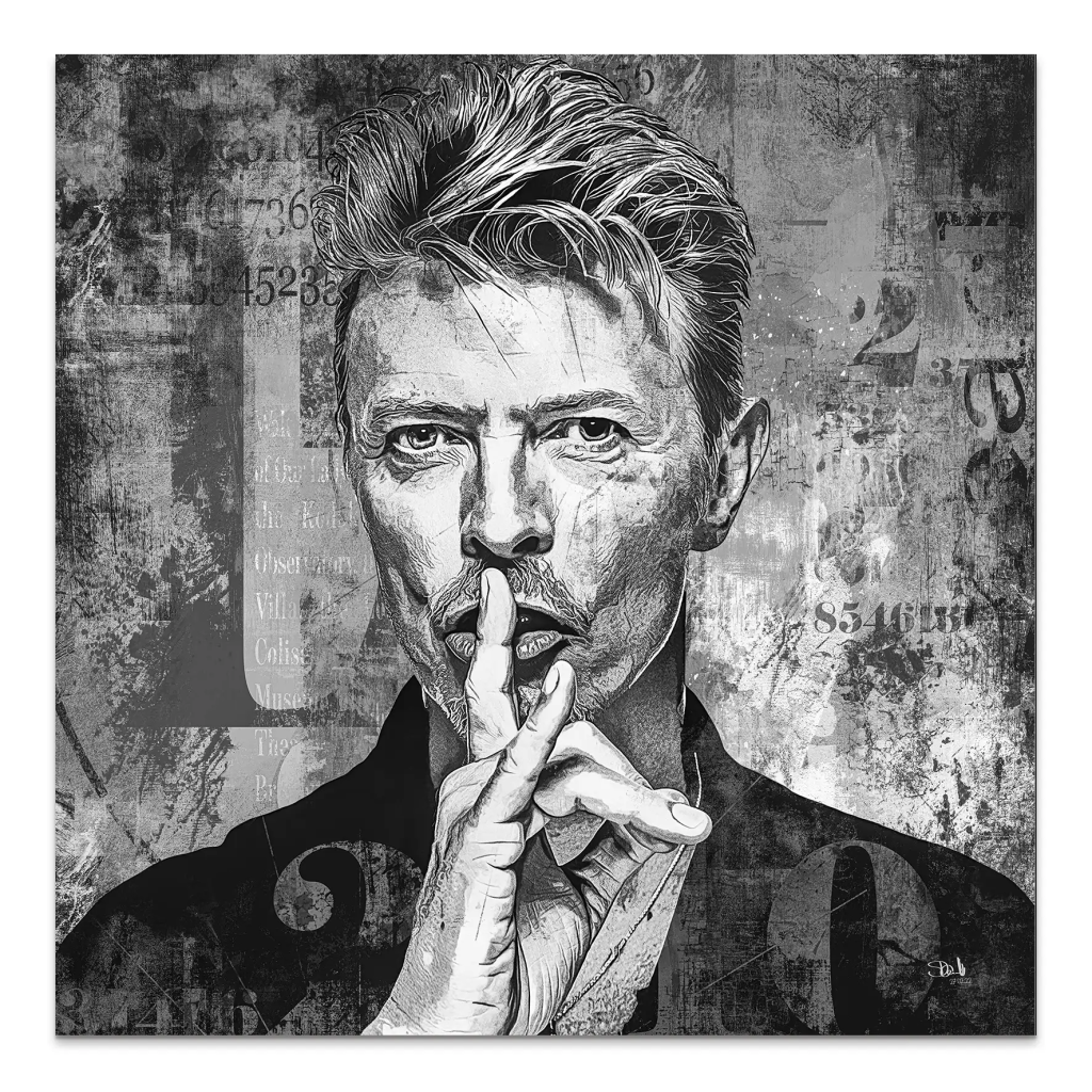 David Bowie Abstrakt Black Style AluDibond Bild INGALERIE