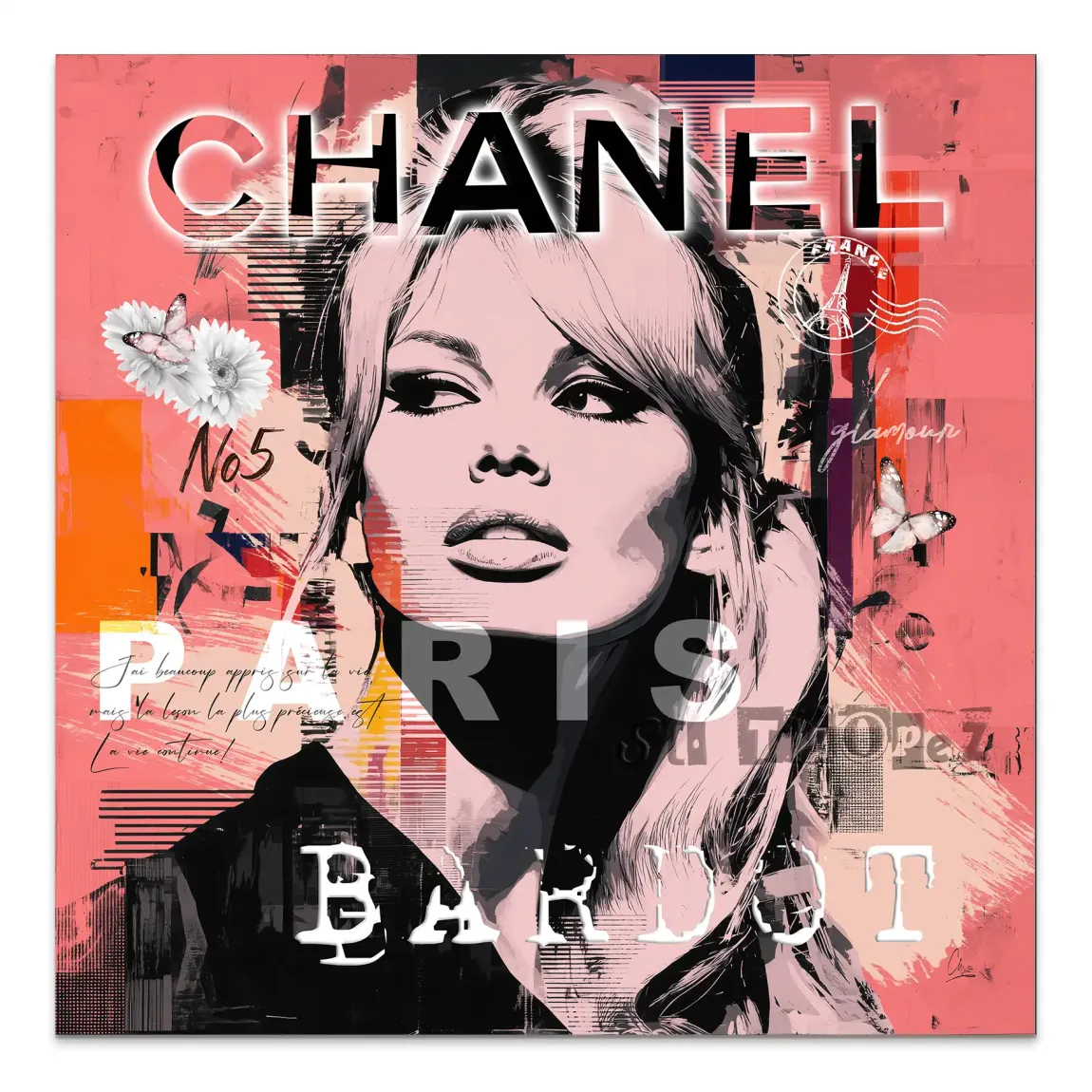 Bardot Chanel Art Alu Dibond Wandbild