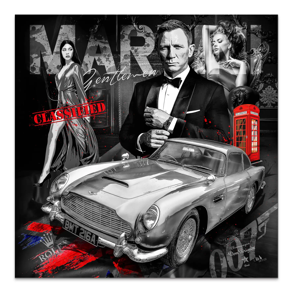 James Bond Black Style AluDibond Bild INGALERIE