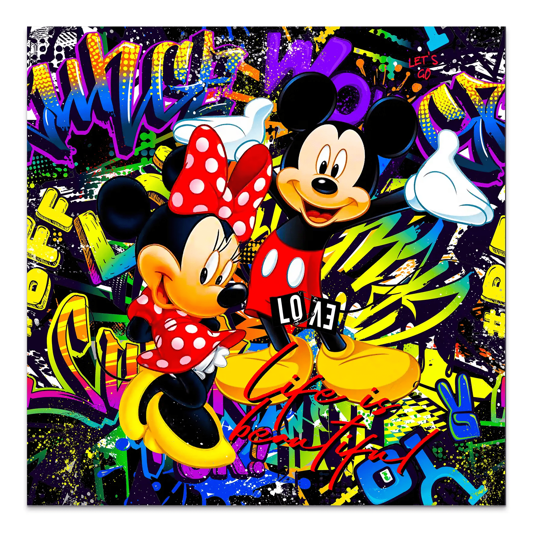 Micky & Minnie Graffiti Nr.2 Alu Dibond Bild INGALERIE