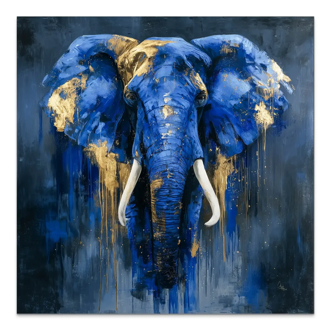 Blauer Elefant Abstrakt Alu Dibond Wandbild