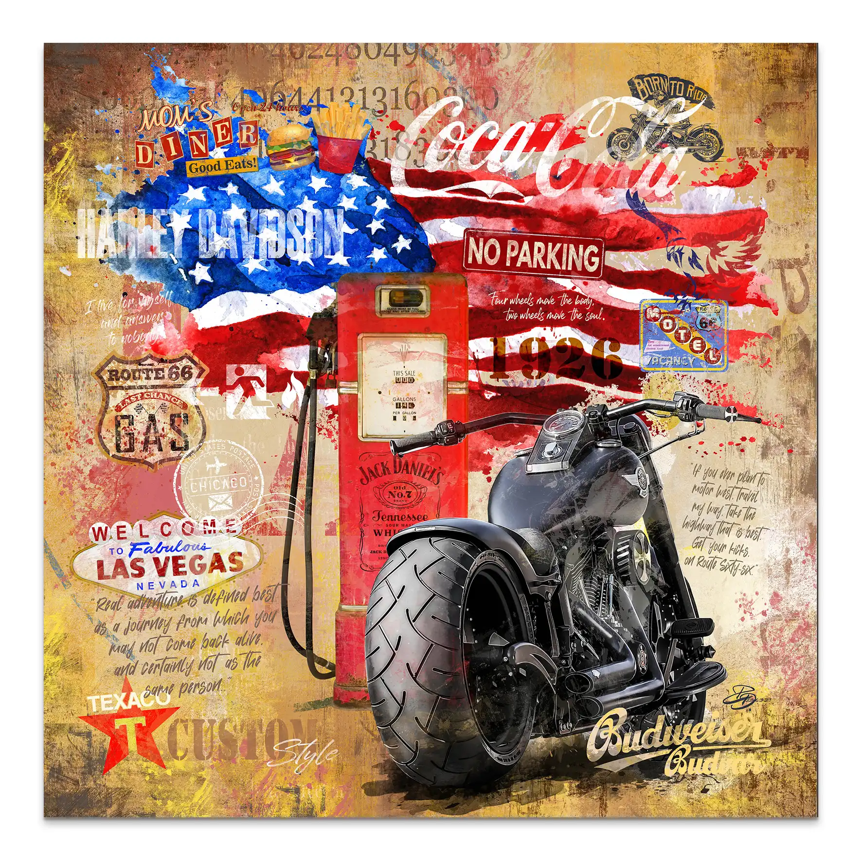 Harley USA Pop Art AluDibond Bild INGALERIE