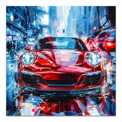 Porsche 911 Abstrakt Rot Alu Dibond Bild
