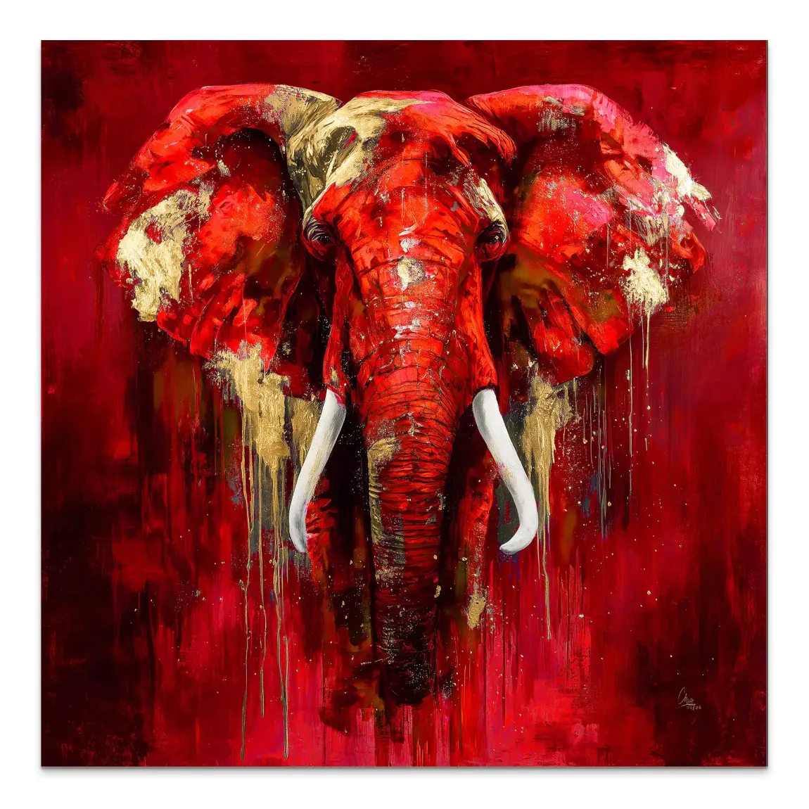 Roter Elefant Alu Dibond Wandbild