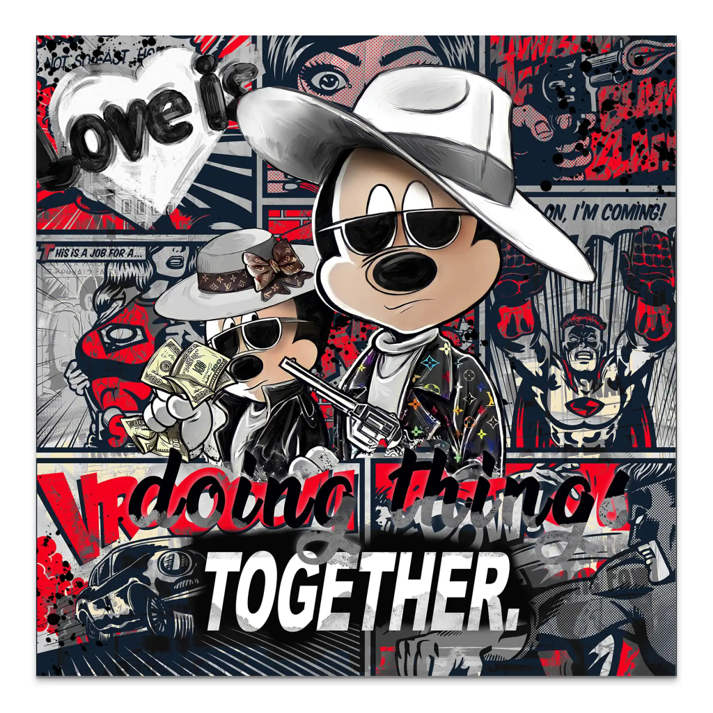 Micky & Minnie Gangster Style AluDibond Bild INGALERIE