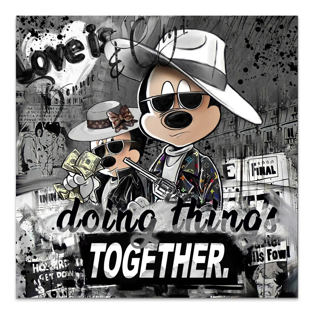 Micky & Minnie Gangster Modern Style AluDibond Bild INGALERIE