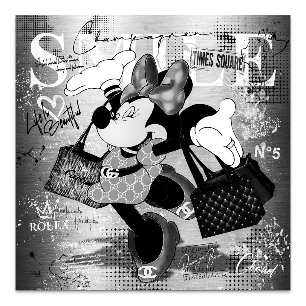 Minnie Smile Black Pop Art AluDibond Bild INGALERIE