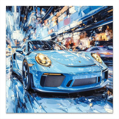 Porsche 911 Abstrakt Blue Alu Dibond Bild