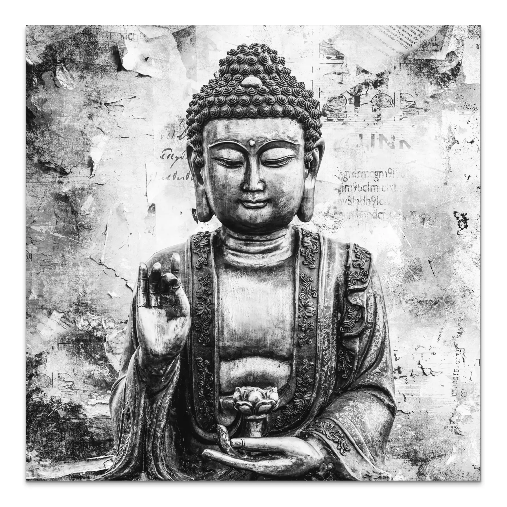 Buddha Abstrakt Black & White AluDibond Bild INGALERIE