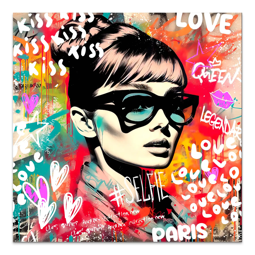 Audrey Hepburn Graffiti AluDibond Bild INGALERIE