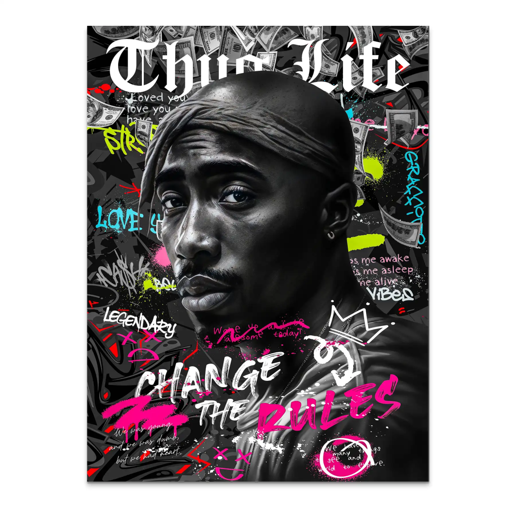 Pop Art Tupac Rules Aludibond Bild INGALERIE