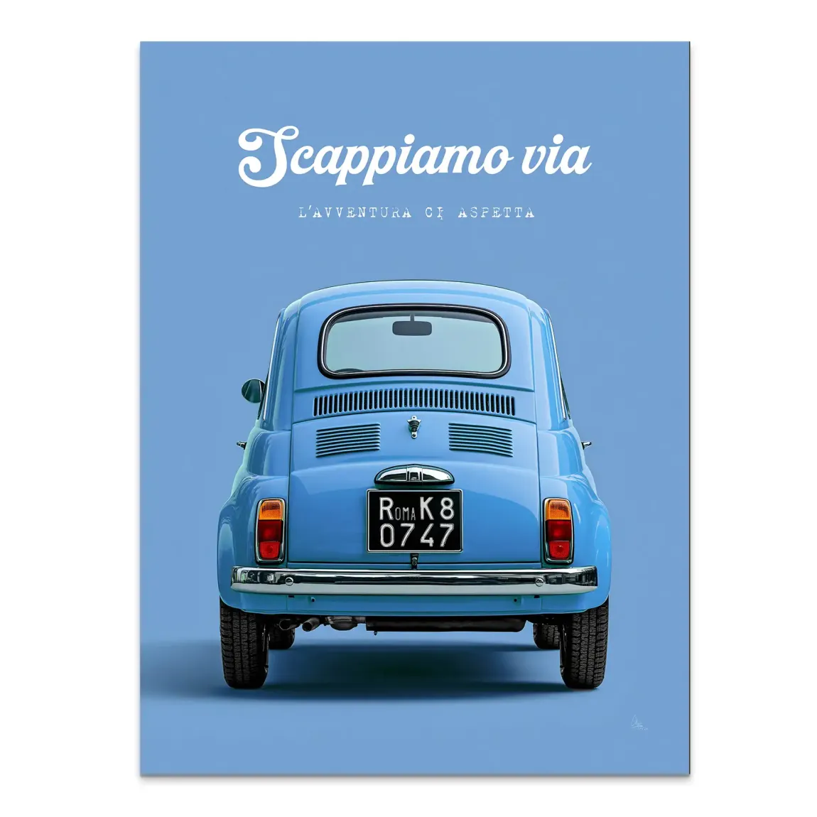 Fiat 500 Azzurro Alu Dibond Wandbild