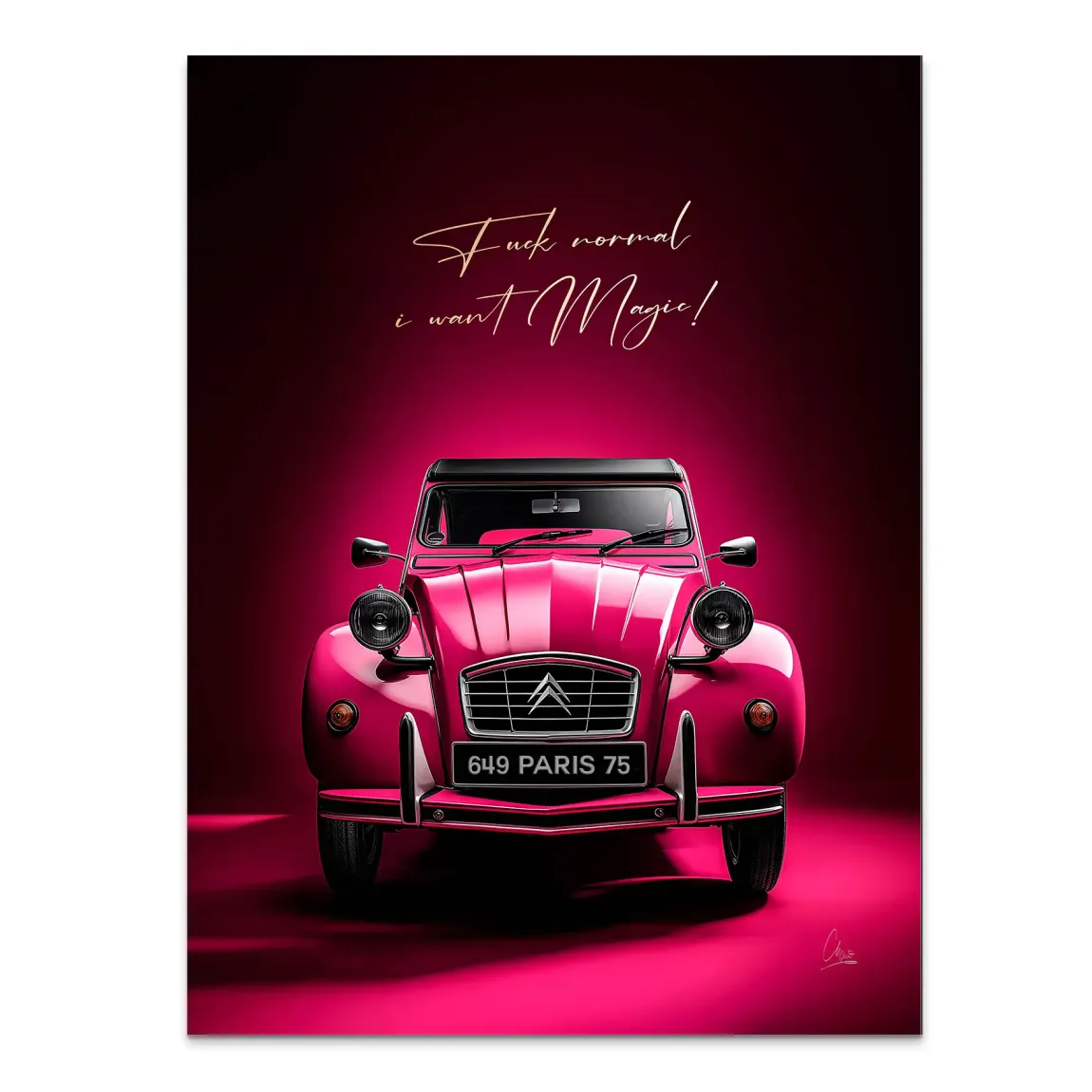 Pink Magic 2CV Alu Dibond Bild