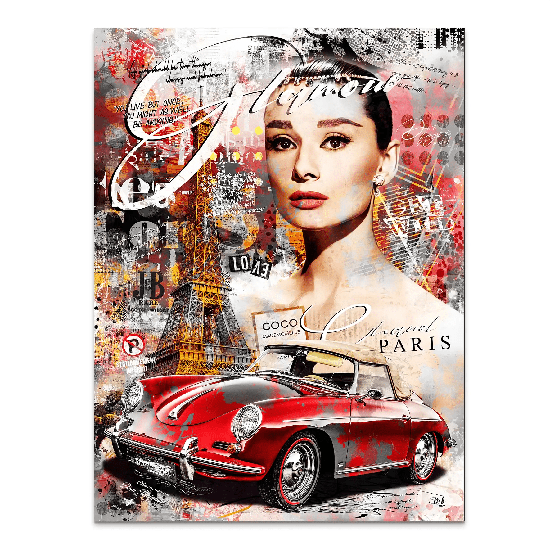 Audrey Porsche Pop Art AluDibond Bild INGALERIE