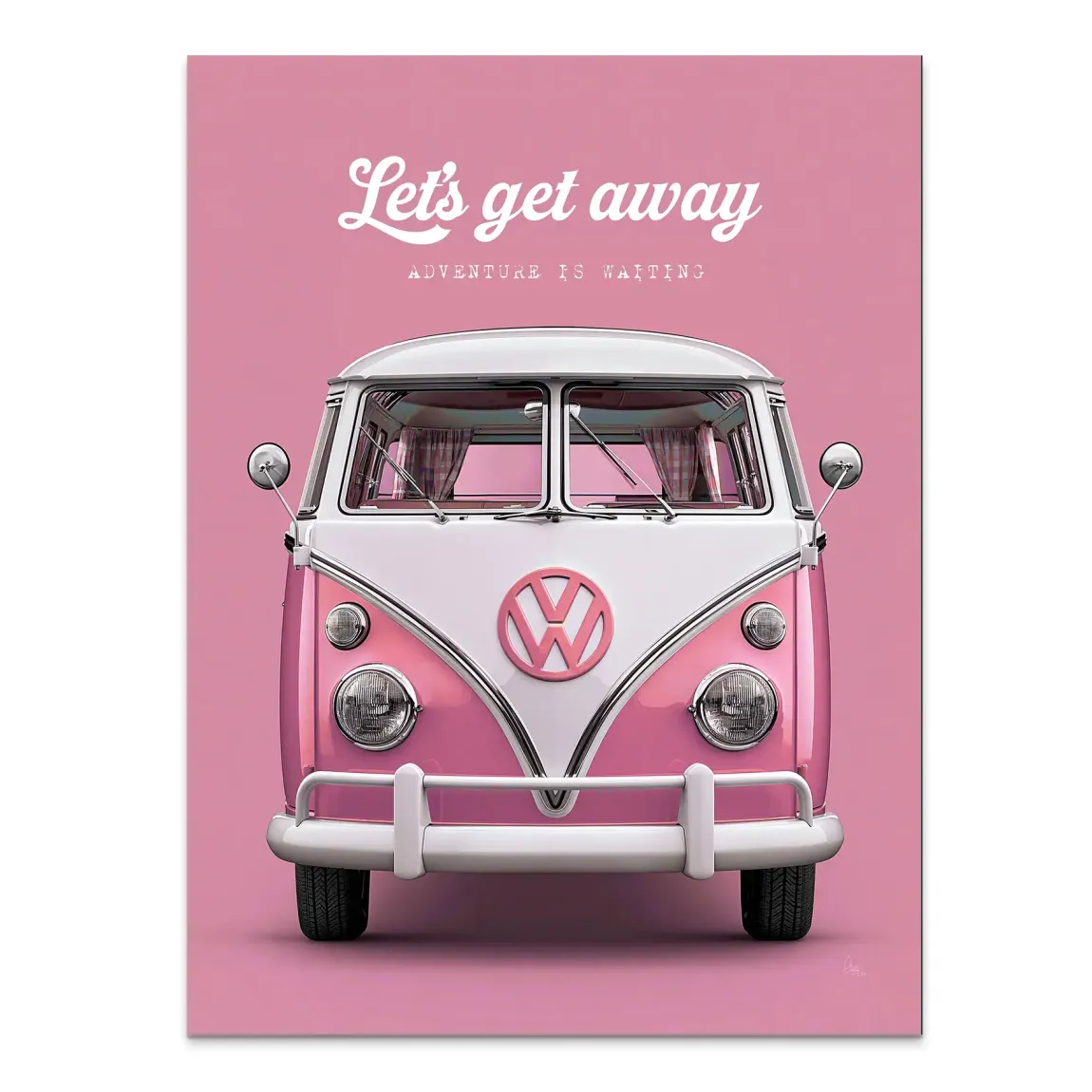 Pink VW Bulli Alu Dibond Wandbild