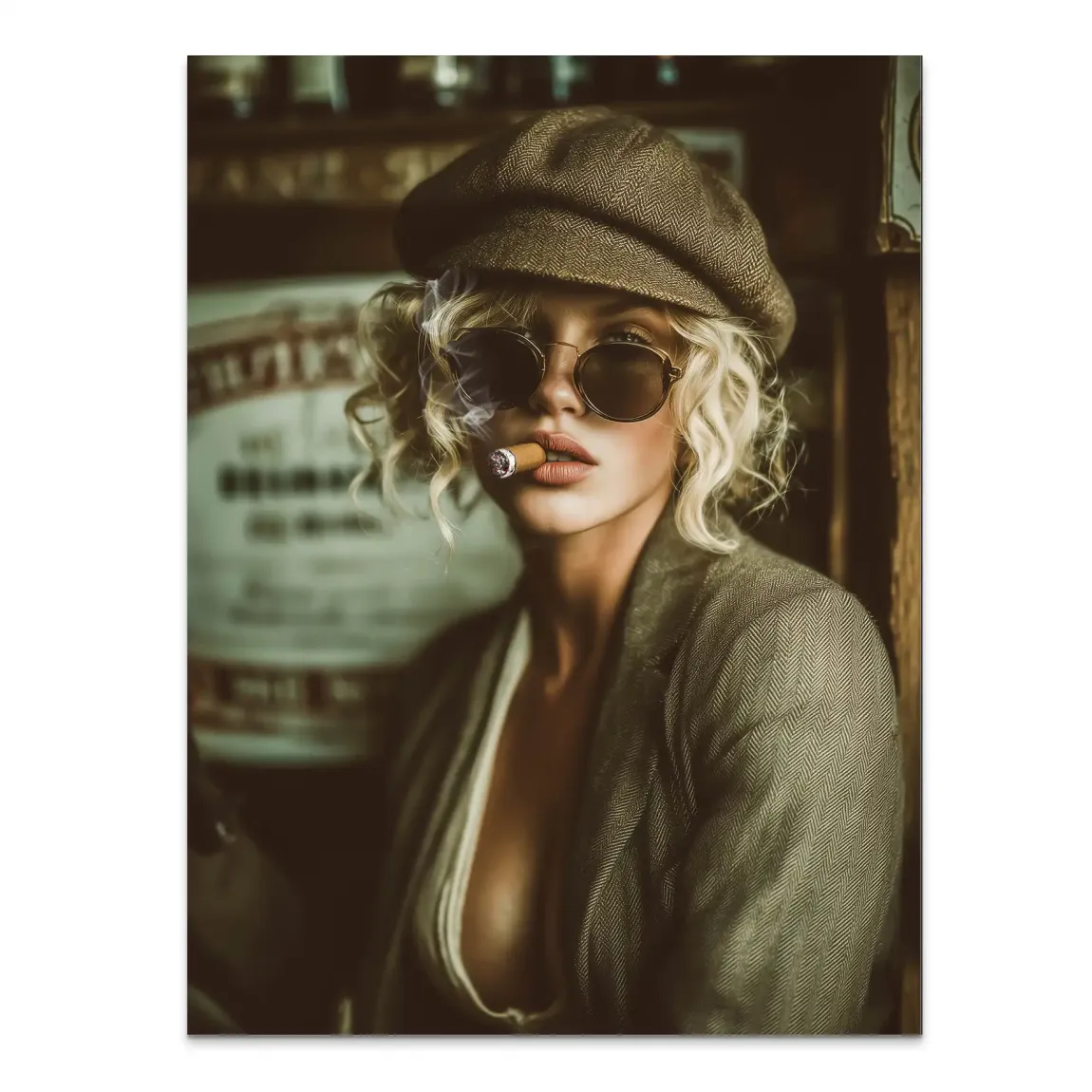 Smoked Confidence Lady Alu Dibond Bild