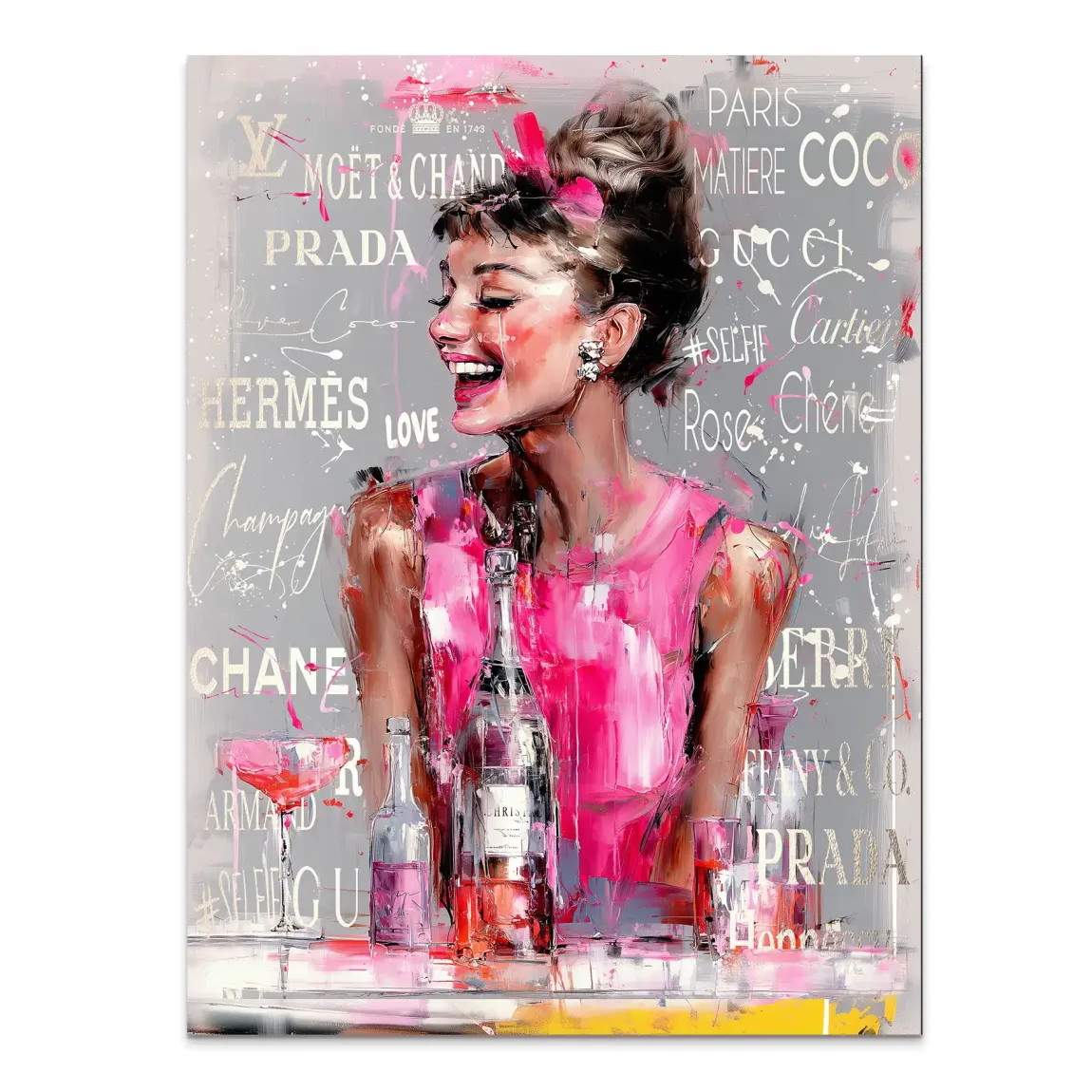 Champagne Bliss Audrey Hepburn Alu Dibond Bild