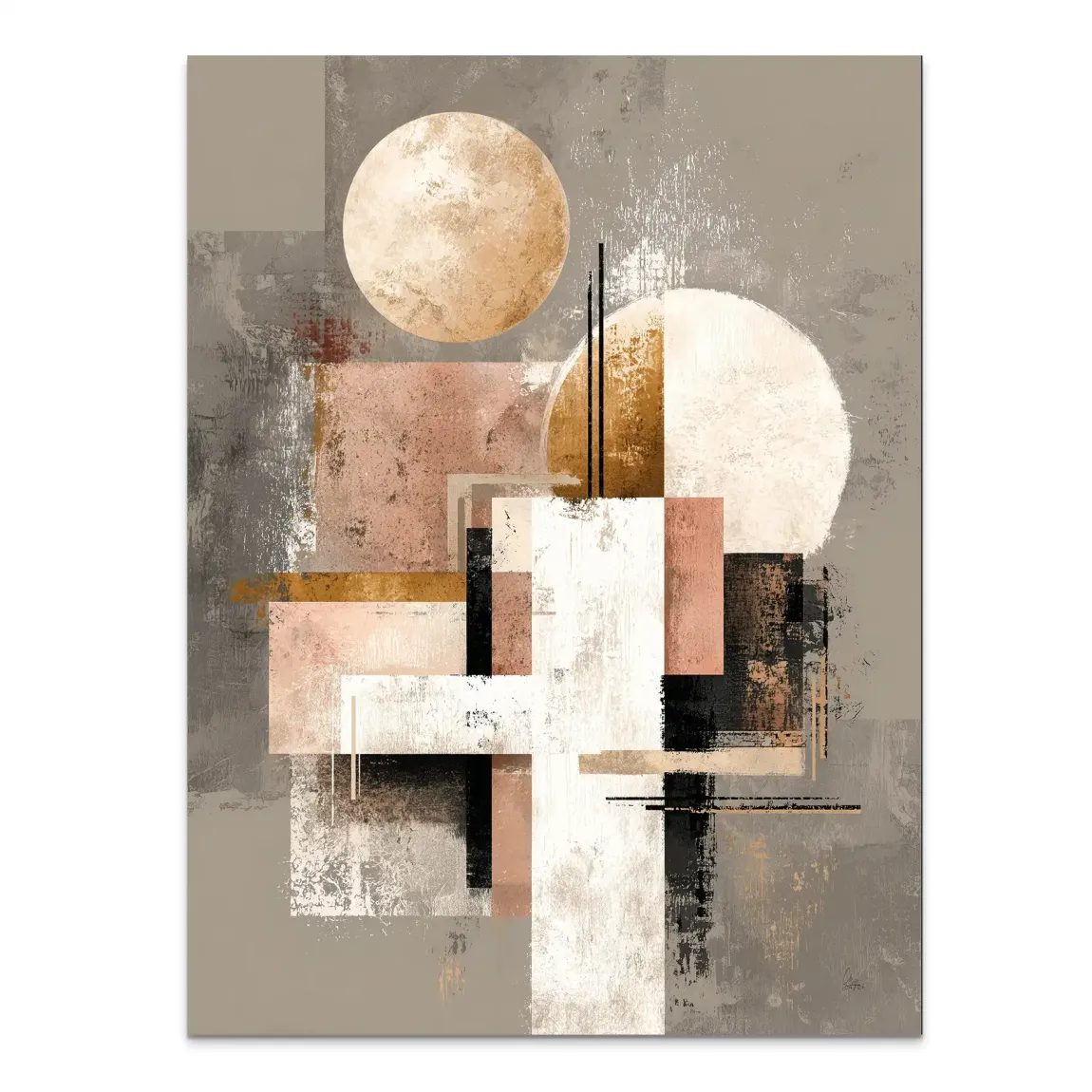 Goldene Geometrie Alu Dibond Wandbild