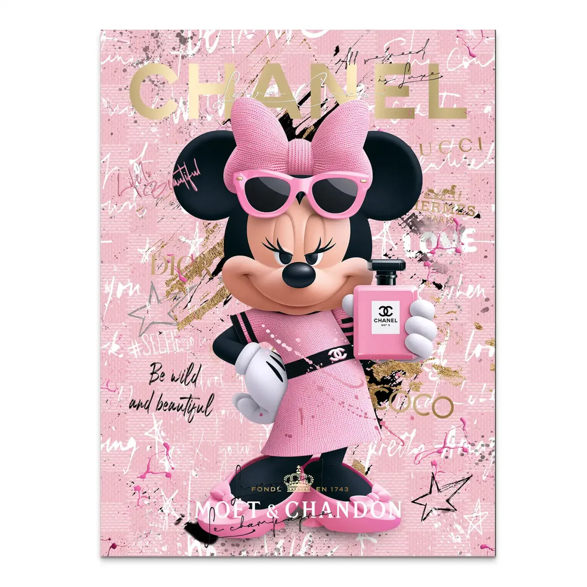 Minnie Maus Rosé Coco Alu Dibond Wandbild