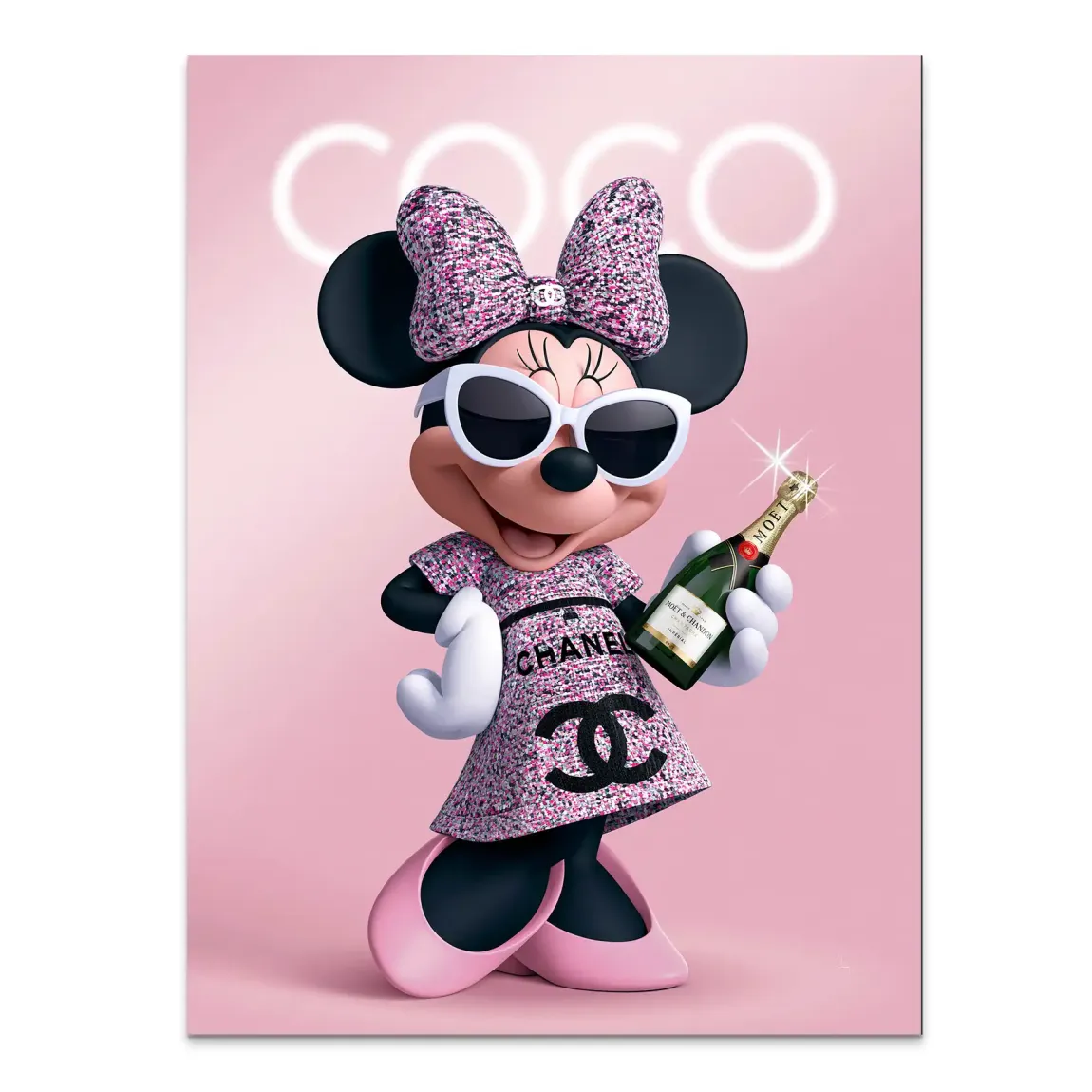 Minnie Maus Moet Alu Dibond Wandbild