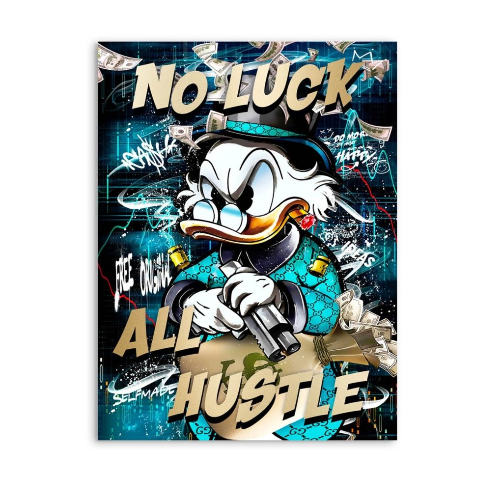 Dagobert Duck All Hustle Pop Art AluDibond Bild INGALERIE