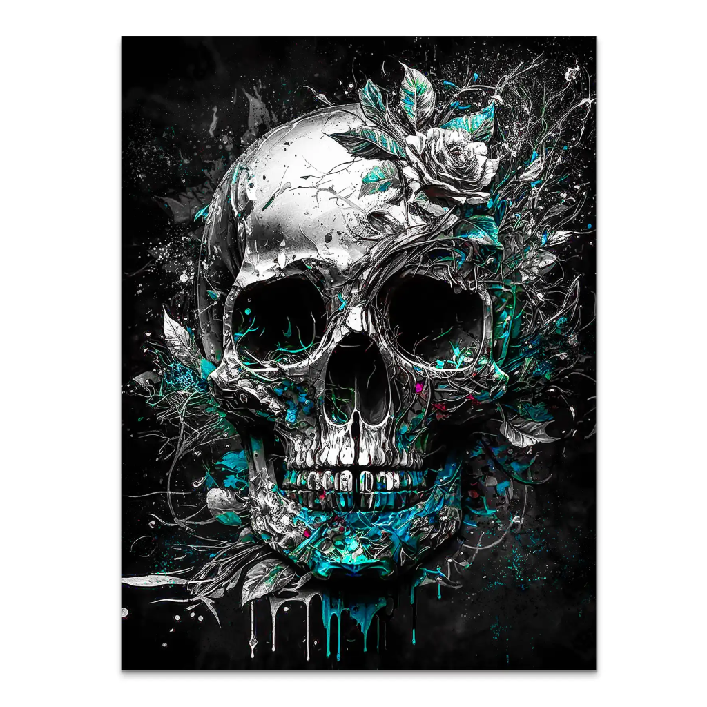 Totenkopf Silver Style AluDibond Bild INGALERIE