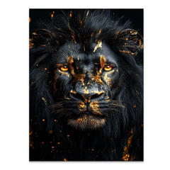 Black Lion in Gold Alu Dibond Bild