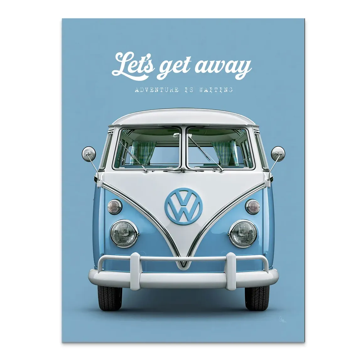 Blue VW Bulli Alu Dibond Wandbild