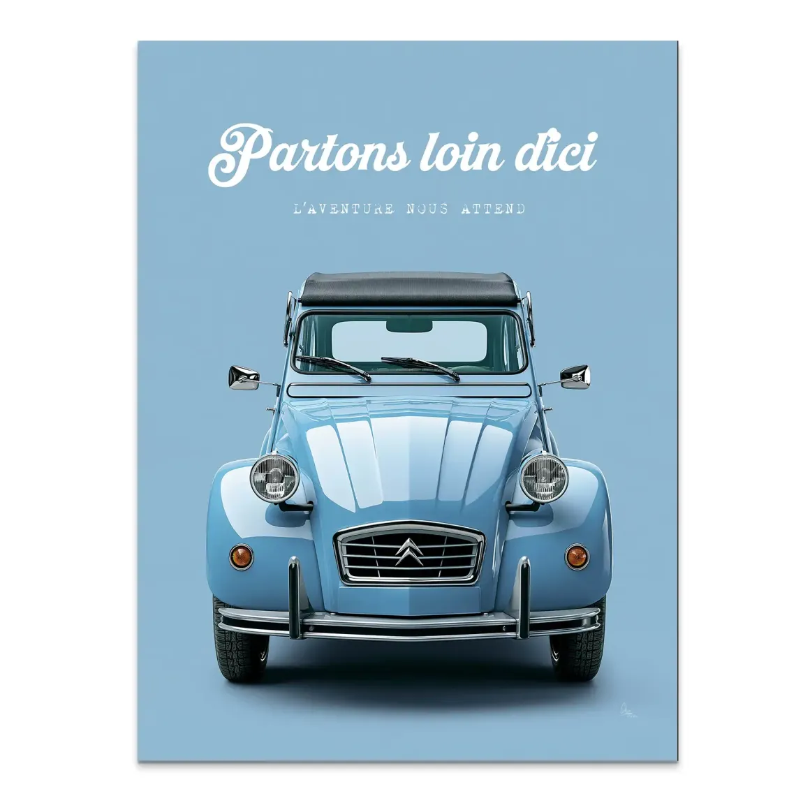 Citroen 2CV Bleu Alu Dibond Wandbild
