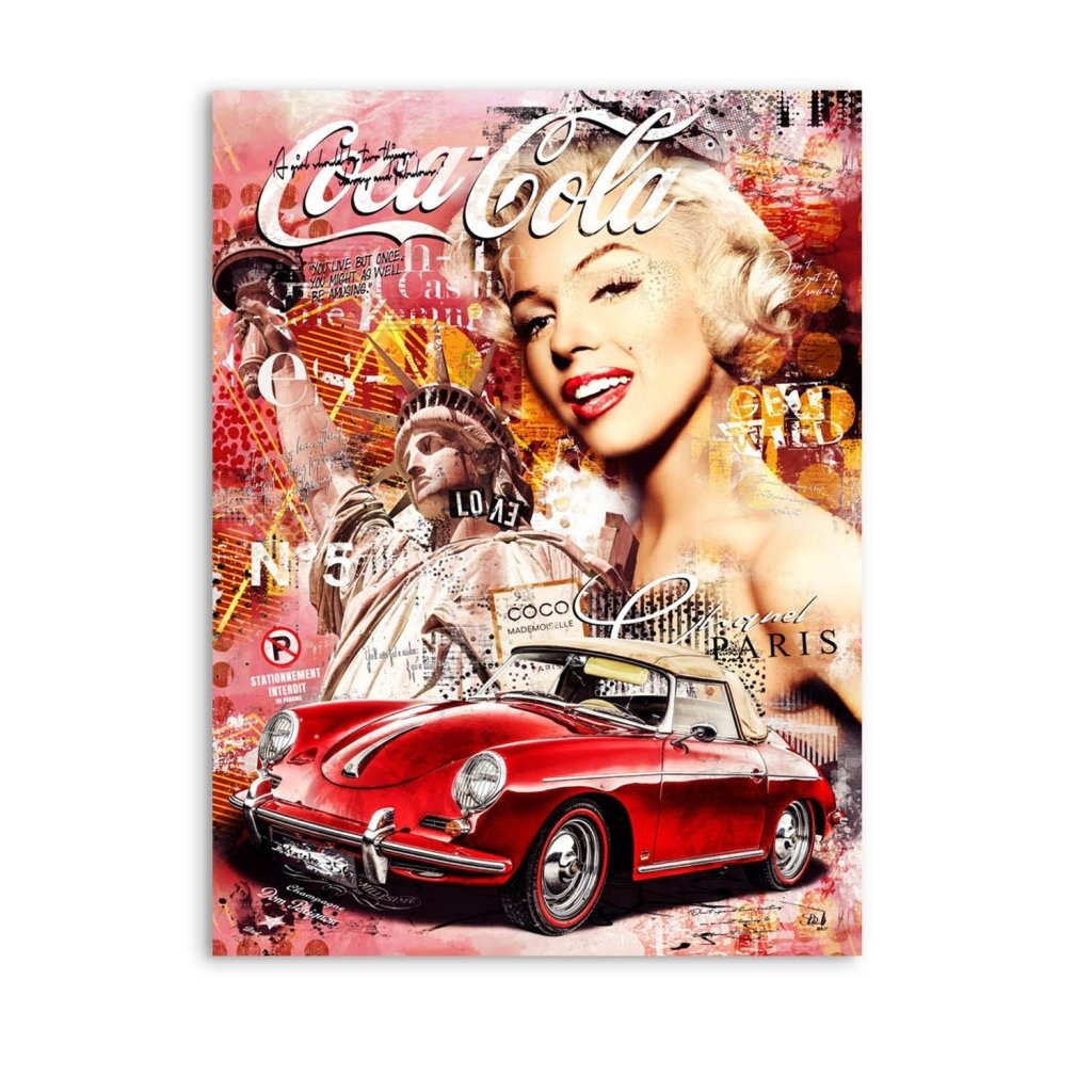 Marilyn Monroe Speedster Pop Art AluDibond Bild INGALERIE